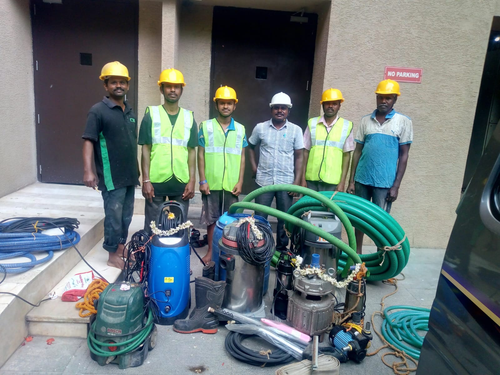Professional water tank cleaning service in action